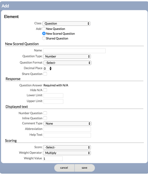 New Question Example using the Number Question Type
