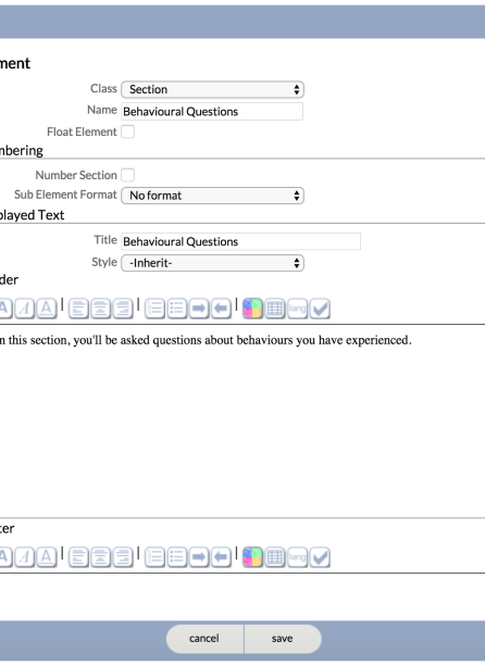 Add Section properties
