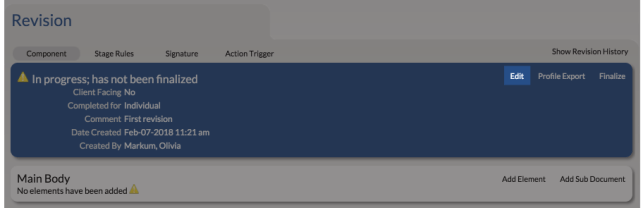 Revision tab with Edit option highlighted