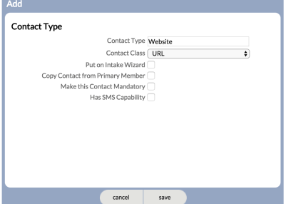 Adding a new Contact Type