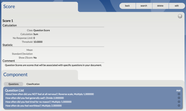 Document Score Page