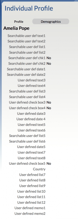Individual User Defined field order