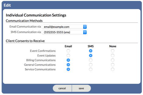 Individual Client Message Settings