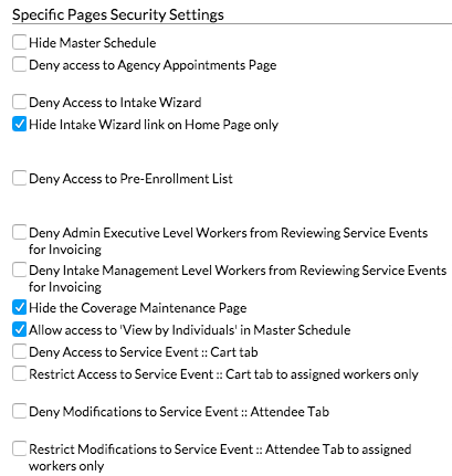 Example of the edit view of a Security Class