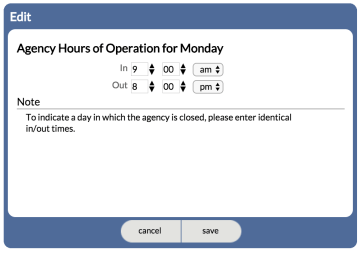 Open day for Hours of Operation