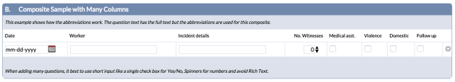 Example of a Composite Question with many Questions