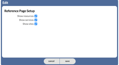 Enabled options for the Reference page