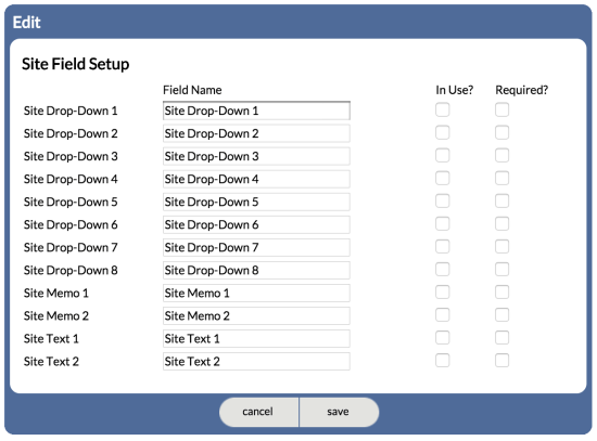User-defined fields for Sites