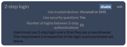 Disable 2-step login