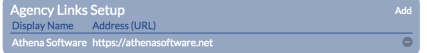 Agency Links Setup section