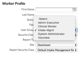 User Group setup on the Worker Profile