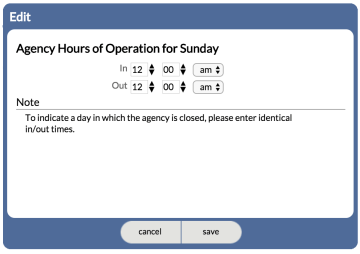 Open day for Hours of Operation