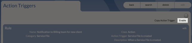 Enable the Action Trigger
