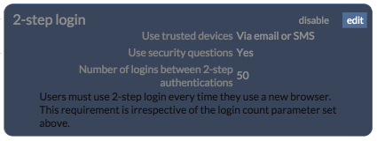 Edit 2-step login settings