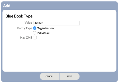 Adding a Blue Book Type screen