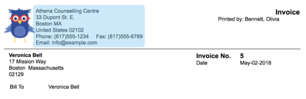 Example of agency information in printed document