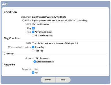 Set up Flagged Condition