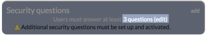 Minimum number of Security Questions required