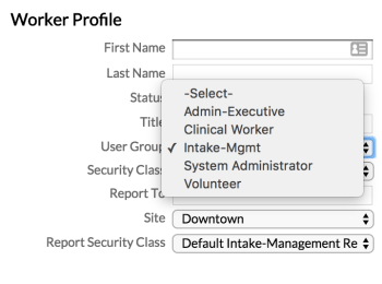 User Group setup on the Worker Profile